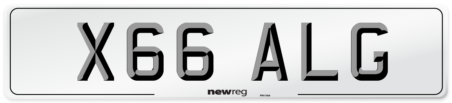 X66 ALG Number Plate from New Reg